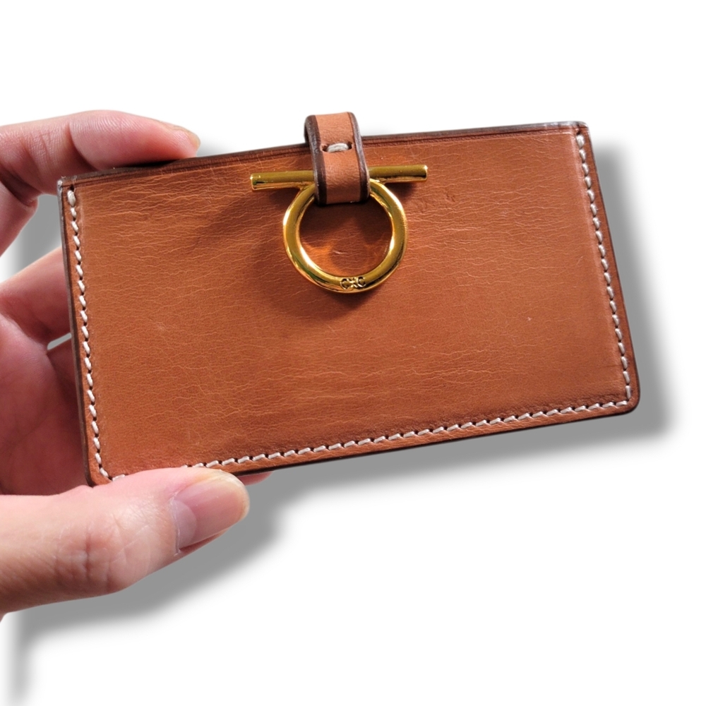 ✨️HP✨️CXC | EUC Sleek Camel/Tan Omega Leather Card Holder - Picture 3 of 11